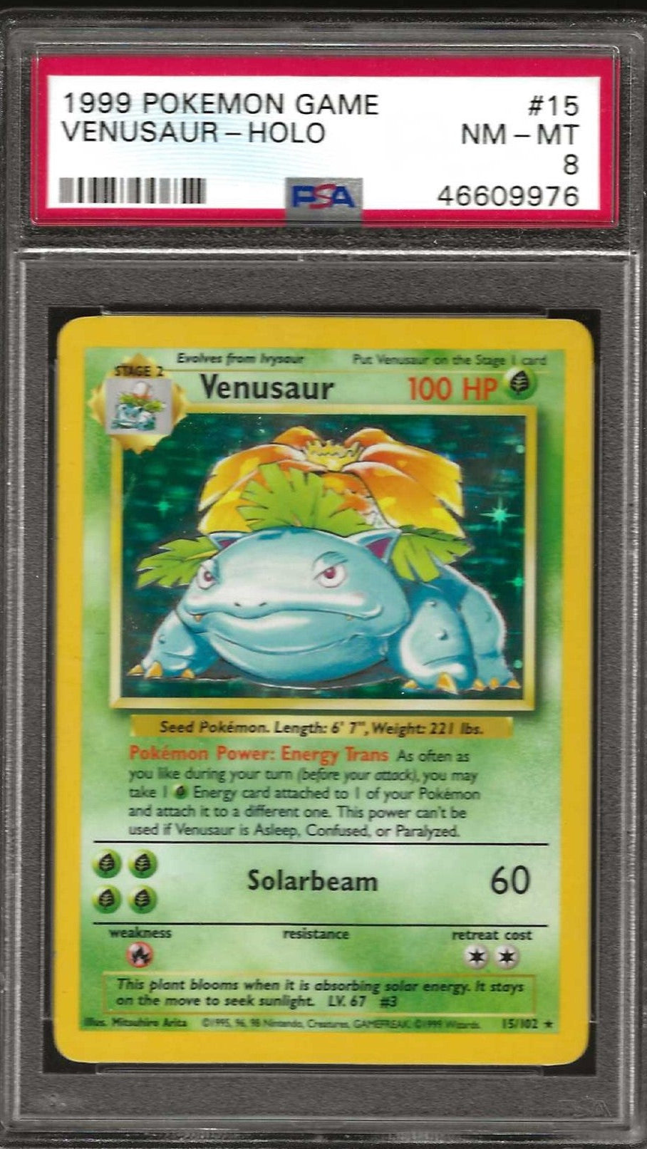 1999 POKEMON GAME #15 VENUSAUR-HOLO PSA 8