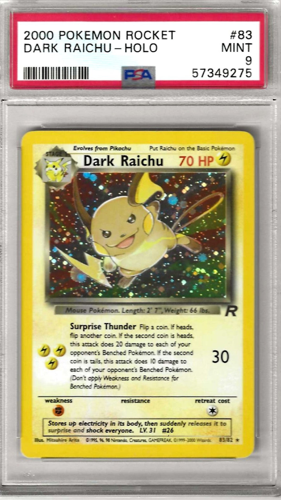 2000 Pokemon Rocket 83 Dark Raichu - Holo