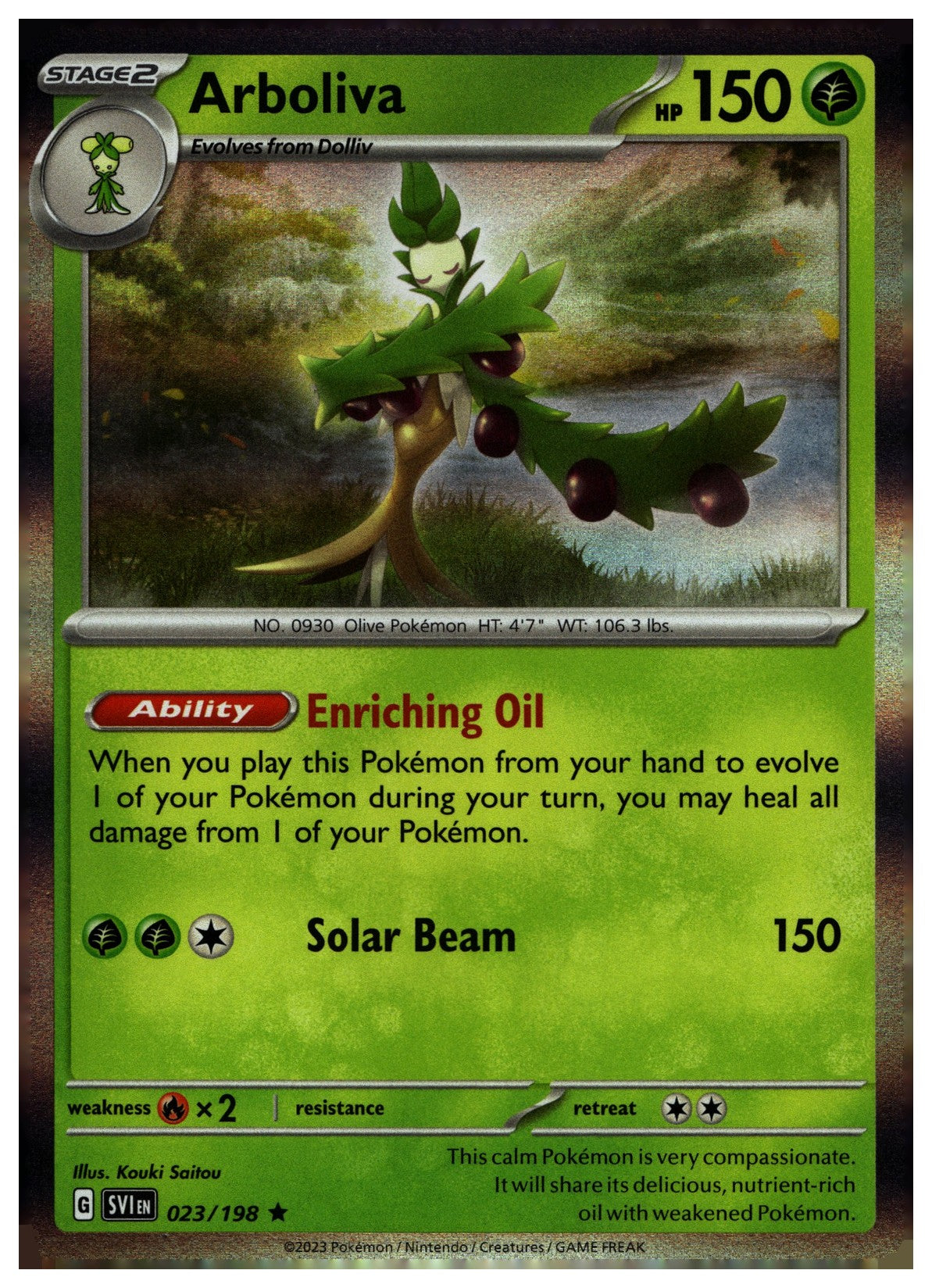 Arboliva Holo Rare SV01: Scarlet & Violet Base Set 023/198 NM