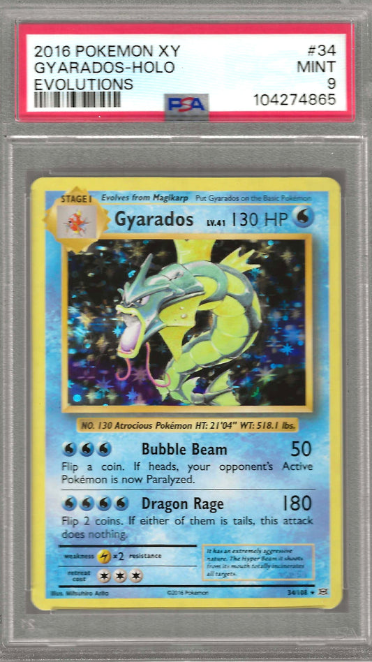2016 POKEMON XY EVOLUTIONS #34 GYARADOS-HOLO EVOLUTIONS PSA 9