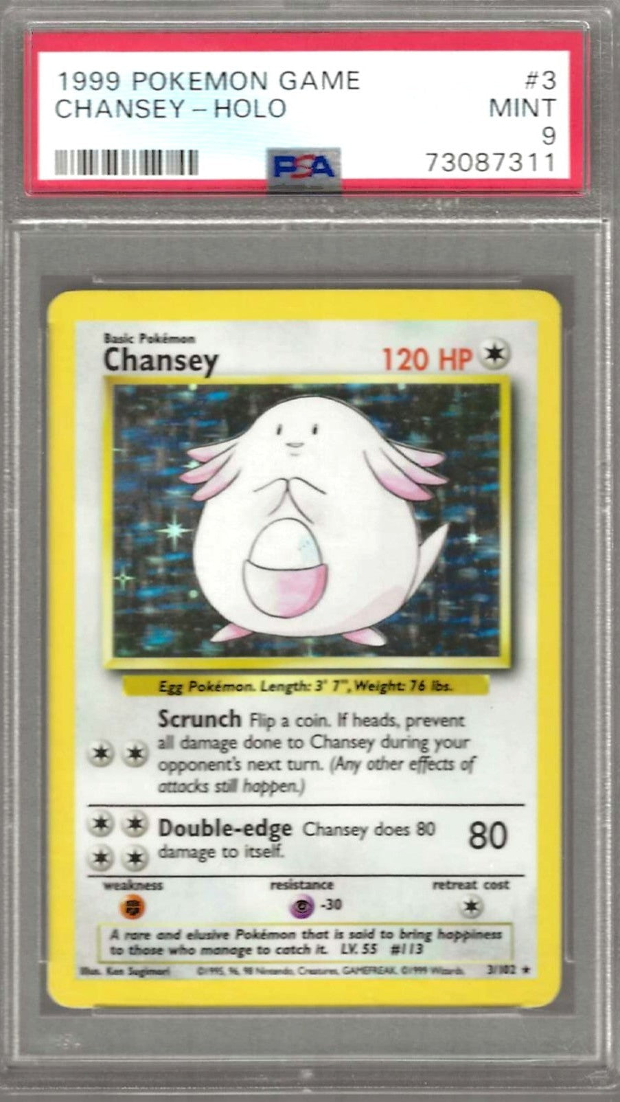 1999 POKEMON GAME #3 CHANSEY-HOLO PSA 9