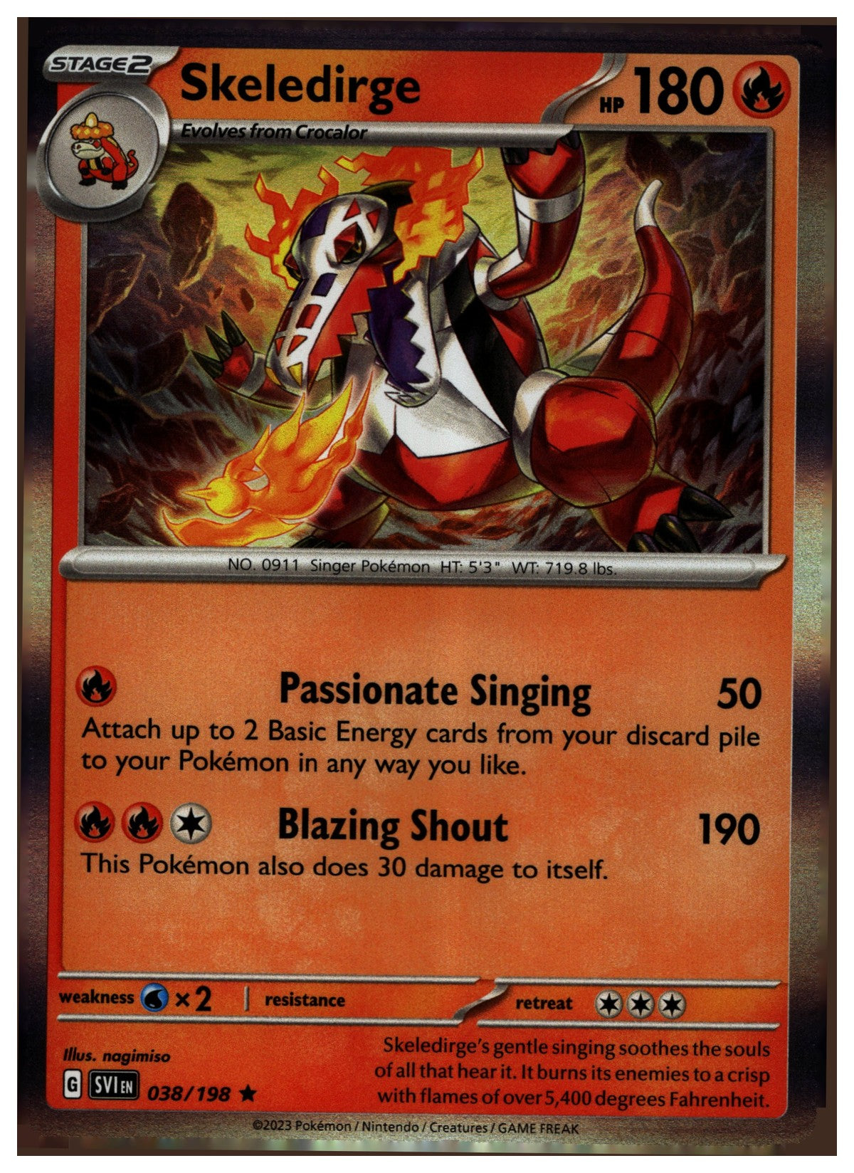 Skeledirge Holo Rare SV01: Scarlet & Violet Base Set 038/198 NM