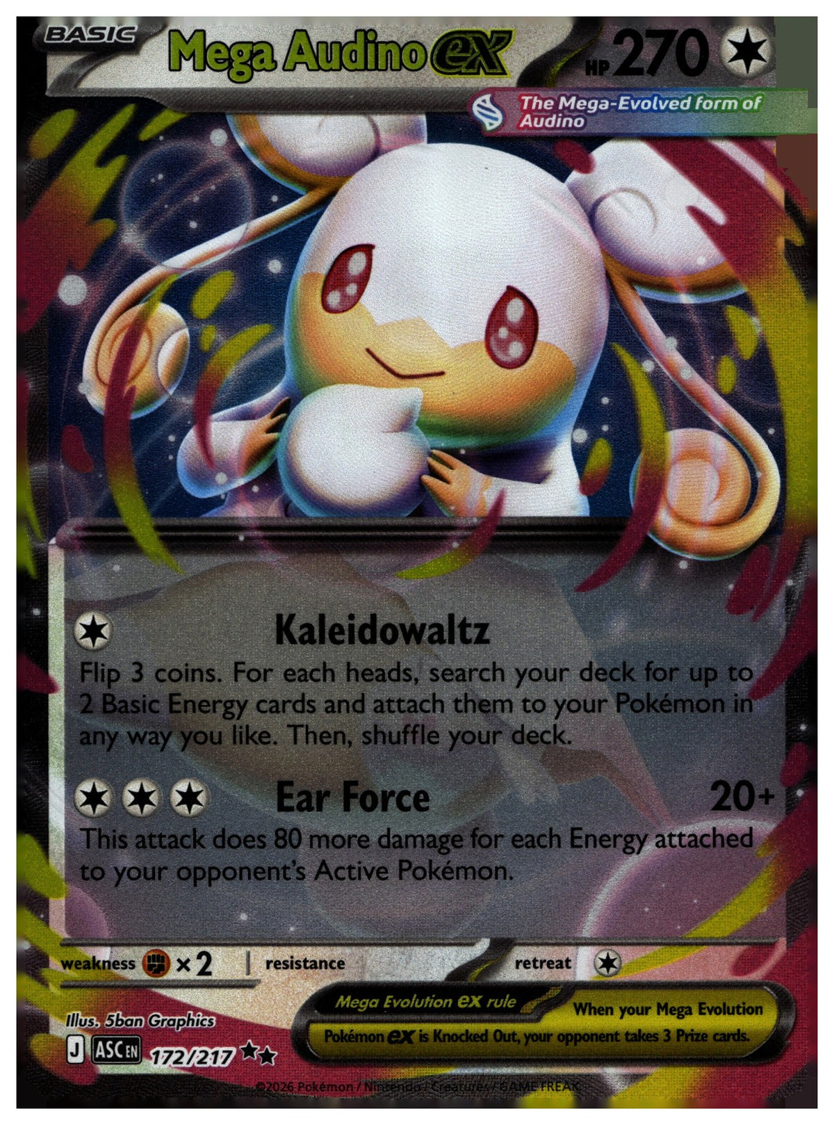 Mega Audino ex Holo Double Rare ME: Ascended Heroes 172/217 NM