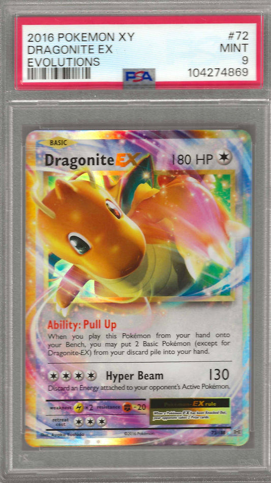 2016 POKEMON XY EVOLUTIONS #72 DRAGONITE EX EVOLUTIONS PSA 9