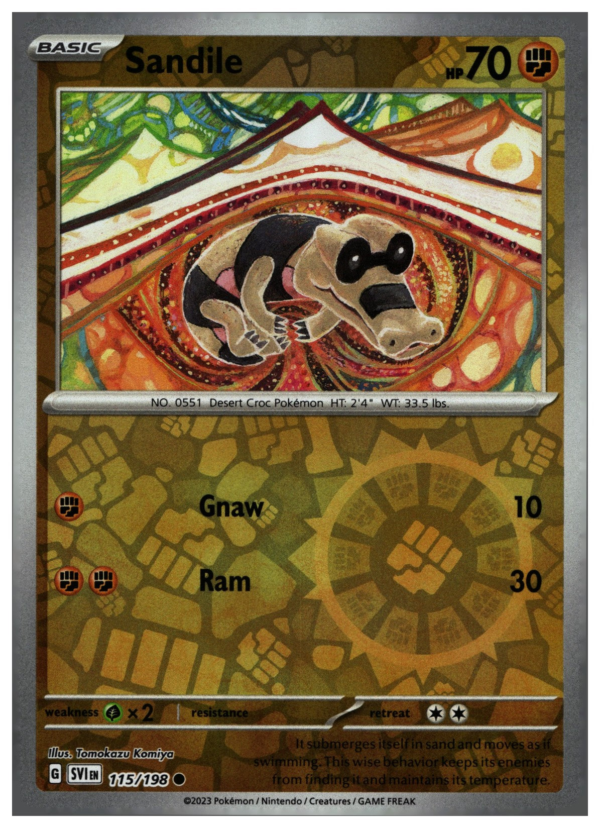 Sandile Reverse Holo Common SV01: Scarlet & Violet Base Set 115/198 NM