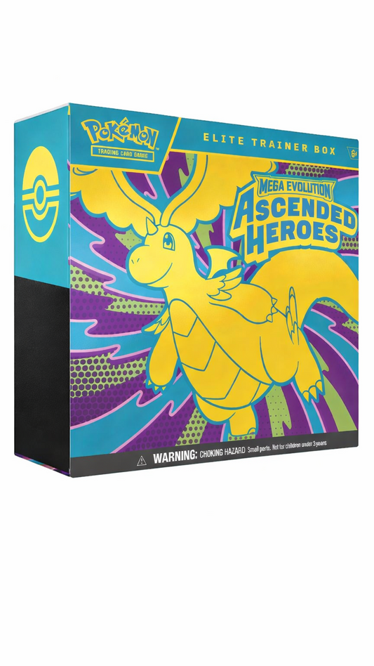 Pokémon Ascended Heroes Elite Trainer Box sealed product on white background