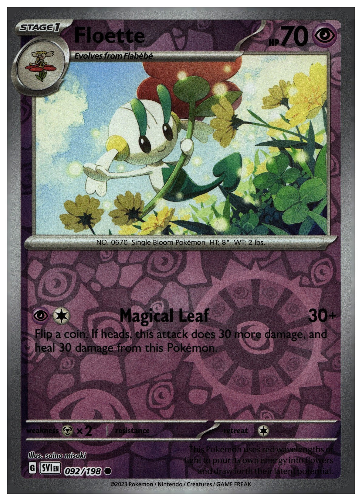 Floette Reverse Holo Common SV01: Scarlet & Violet Base Set 092/198 NM