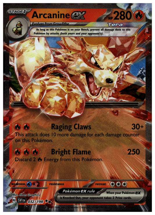 Arcanine ex Holo Double Rare SV01: Scarlet & Violet Base Set 032/198 NM